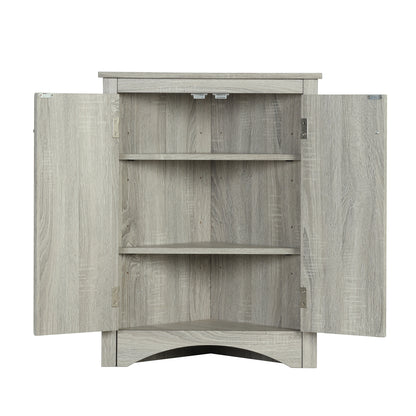 Stylish Oak Triangle Corner Storage Cabinet with Adjustable Shelves for Home and Kitchen Use