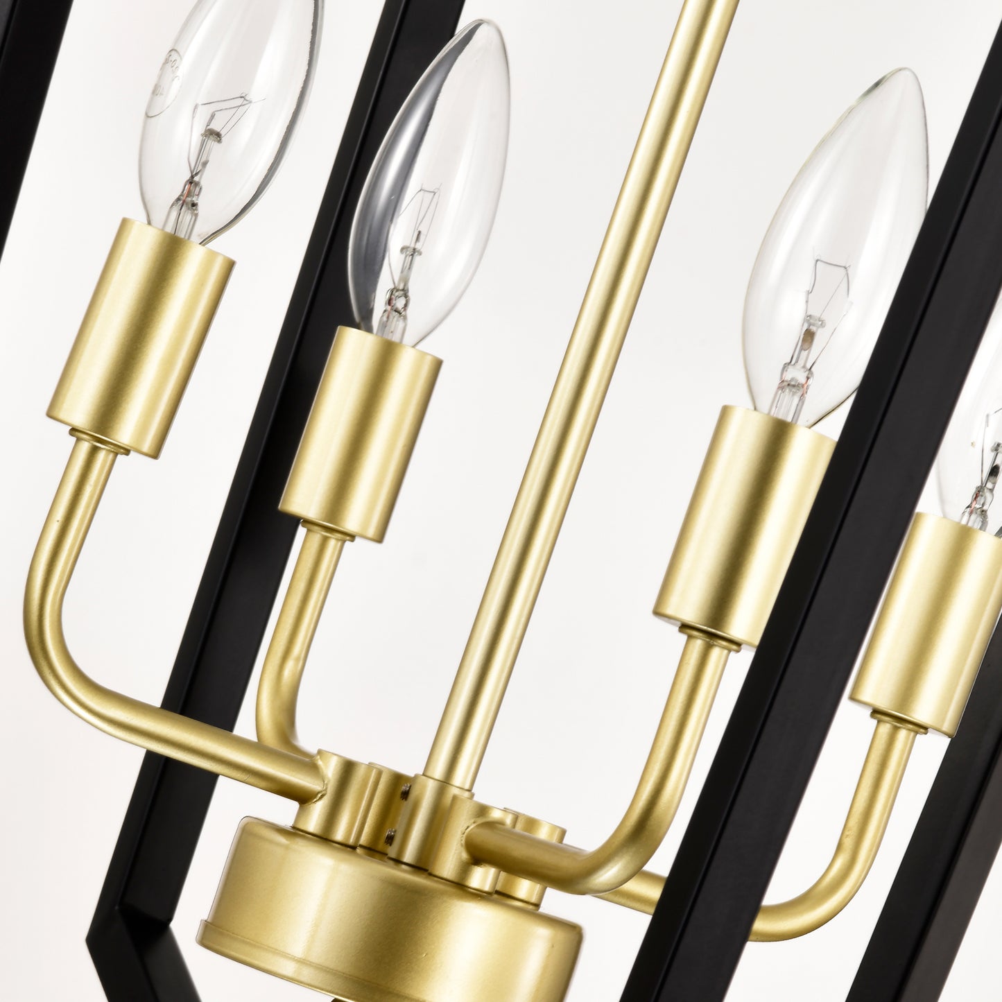 8-Light Lantern Farmhouse Pendant Chandelier for Kitchen Island & Dining, Metal E12 Sockets - Matte Black