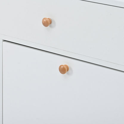 Stylish Modern White Shoe Cabinet with 4 Flip Drawers, 2-Tier Shoe Storage Organizer for Entryway, Space-Saving Free Standing Rack