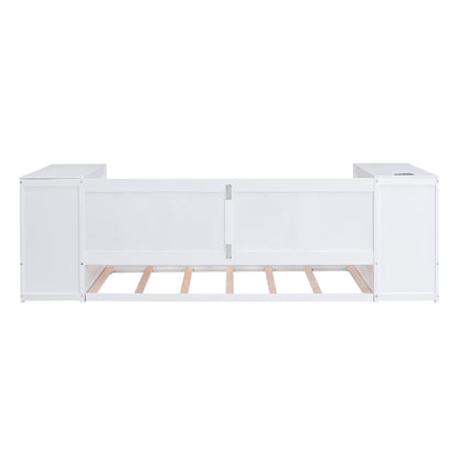 Elegant Twin Size Daybed with Storage and USB Charging, White