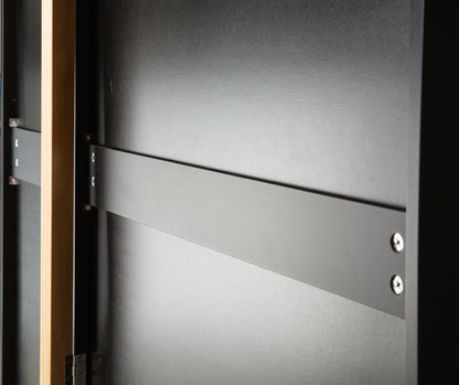 Mobile Kitchen Island with Rubber Wood Top, Adjustable Shelves & Spice Rack - Black-Beech Finish