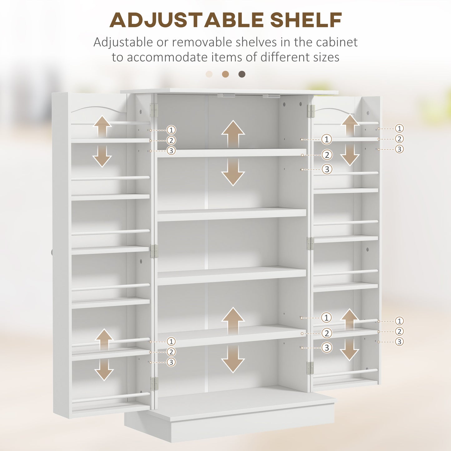 HOMCOM 5-Tier Kitchen Pantry Cabinet with Spice Rack Organizer and Adjustable Shelves