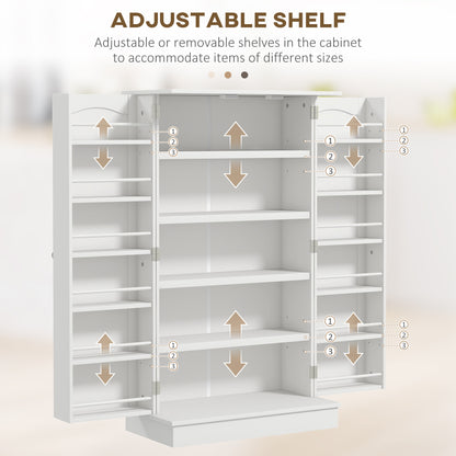 HOMCOM 5-Tier Kitchen Pantry Cabinet with Spice Rack Organizer and Adjustable Shelves