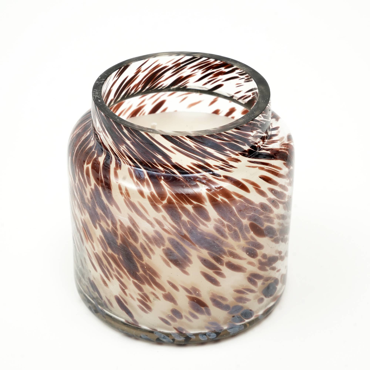 Handmade Mouth-Blown Glass Soy Wax Candle for Home & Office — Long-Lasting Burn, Pastel Glow Aromas Brown