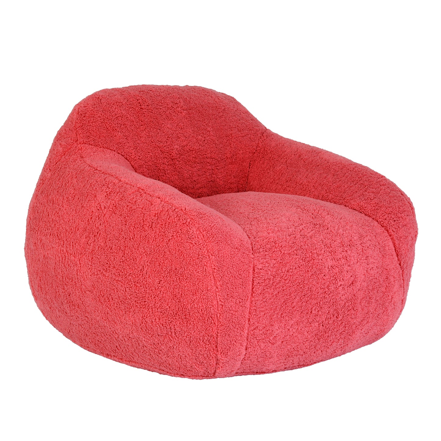 Memory Foam Bean Bag Chair for Adults with Armrests, Living Room Lounge, Plush Faux Fur, Rose Red