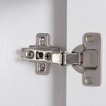 Rolling White Kitchen Island with Drop Leaf and Tilt-out Trash Can Storage, Spice Rack & Towel Rack
