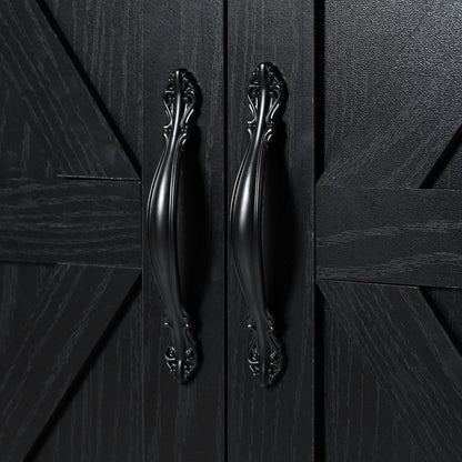 54.5" Rustic Farmhouse Kitchen Island with Power Outlet, Internal Storage, Drop Leaf, and Rolling Wheels for Home and Dining Room - Black