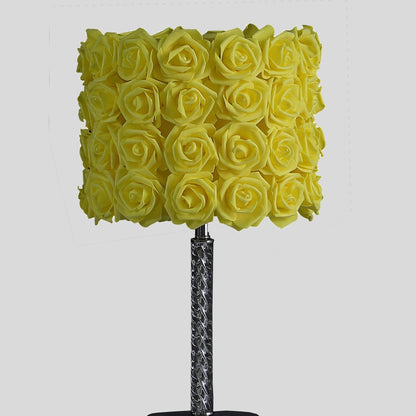 18.25-Inch Table Lamp with Acrylic/Metal Body, Drum Shade, E26 Socket, 110-120V, 80W Max, Switch, UL Listed, Yellow