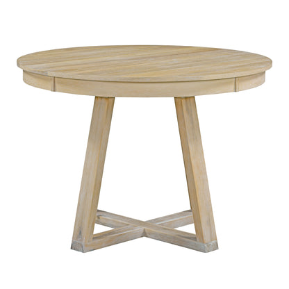 Retro 5 Piece Round Dining Set With 16In Leaf Chairs Natural