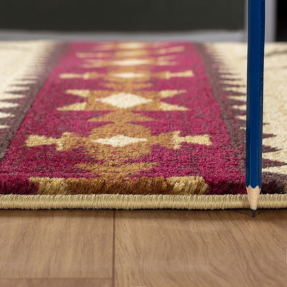 Lodge-Style Area Rug, 5 ft 3 in x 7 ft 3 in, Polypropylene with Jute Backing, Stain-Resistant, Cream