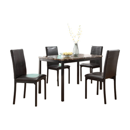 Dining Table 48 By 30 Faux Marble Top Black Metal Finish