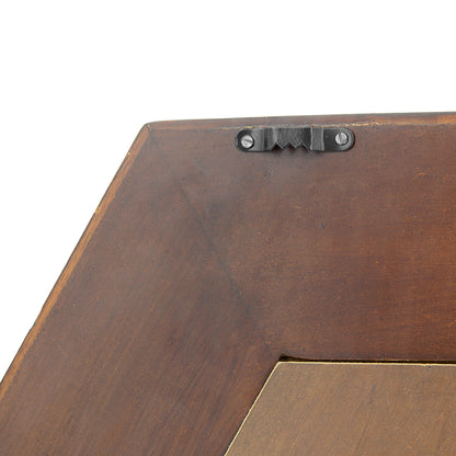 Hexagonal Teak Wood Framed Mirror - 18.5" Wall Decor for Living Room, Bathroom, or Hallway in Dark Brown