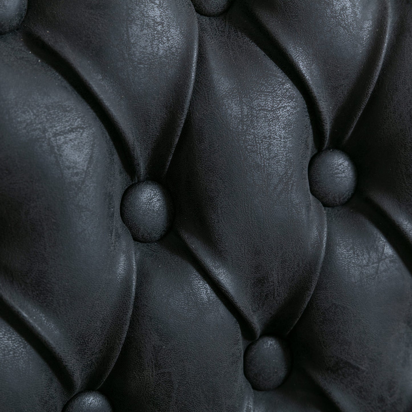 French Style Solid Wood Frame Dining Chairs Set of 2 with PU Leather, Nailhead Trim, Rubberwood, Black