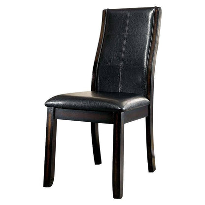 2-Piece Transitional Dining Chairs - Solid Wood, Curved Back, Padded Leatherette, Brown Cherry