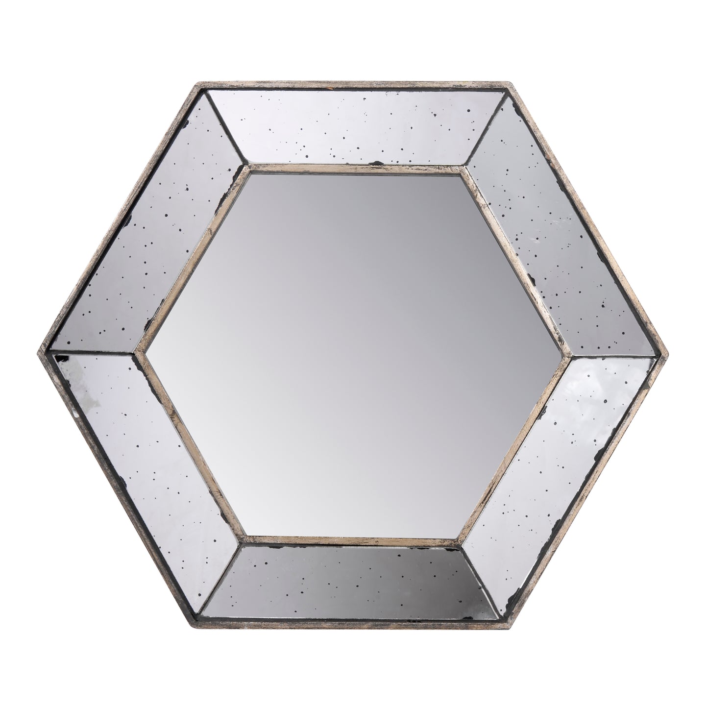 Hexagonal Silver Wall Mirror - 21" x 18" Decorative Accent for Modern Home Decor