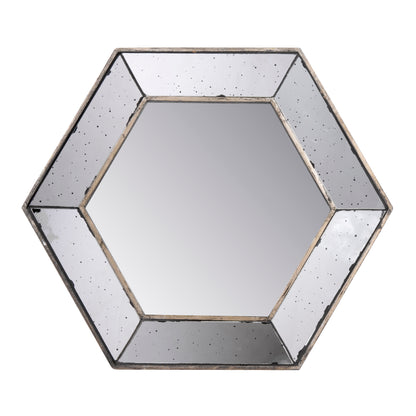 Hexagonal Silver Wall Mirror - 21" x 18" Decorative Accent for Modern Home Decor