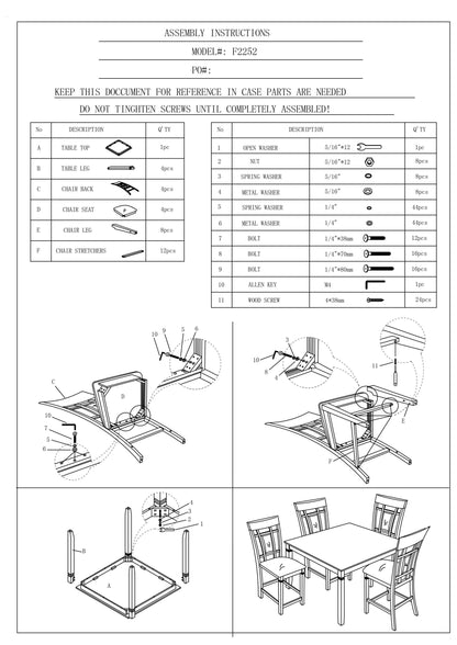 Counter Height Dining Set 5Pc Eyelet Back Cherry Finish