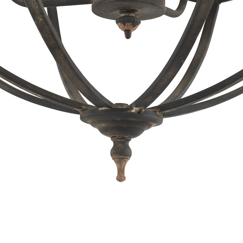 Four-Light Iron Chandelier with Adjustable Chain for Kitchen, Dining Room Matte Black