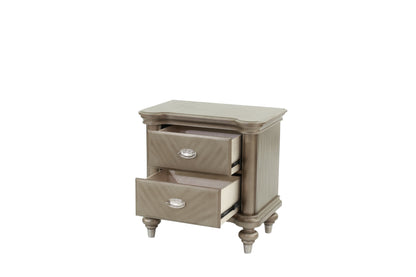 Luxury Classic Antique Silver / Champagne Finish 1pc Nightstand Storage Space Bedside Table Bedroom Furniture