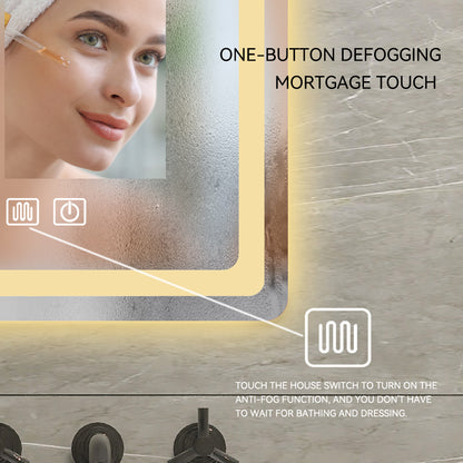 36-Inch LED Lighted Anti-Fog Bathroom Vanity Mirror in Crystal Finish with Smart Controls and Easy Installation