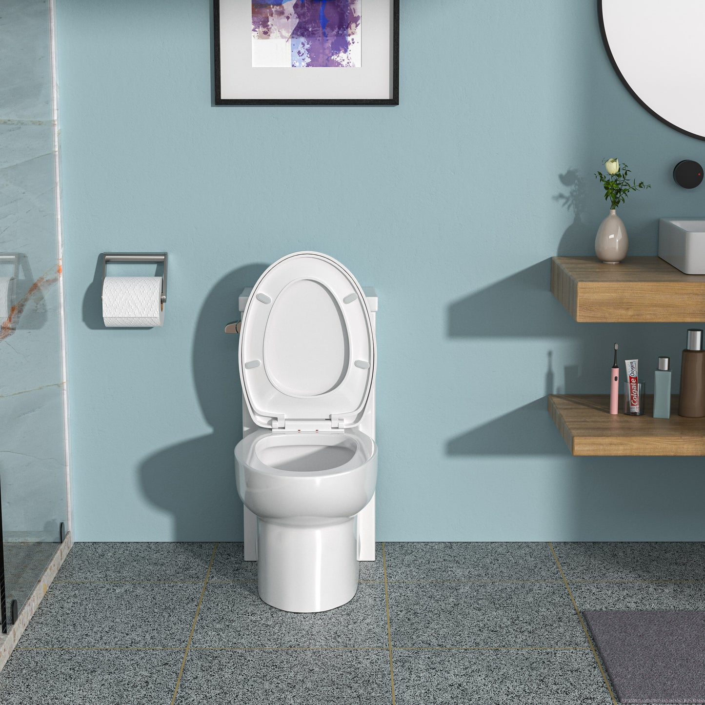 Modern Ceramic One-Piece Toilet with Quiet Flush and Soft-Close Seat