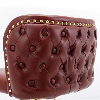 Swivel Barstools Adjustable PU Upholstered Wine Red 2 Pack