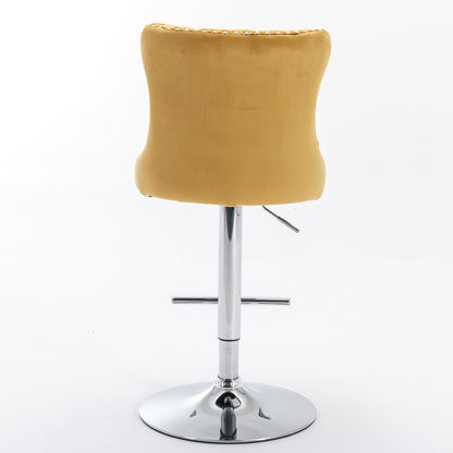 AA Furniture Gold Velvet Swivel Barstools 25-33in Set Of 2