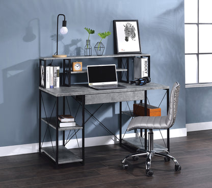 Modern Gray Finish Versatile Writing Desk with Ample Storage