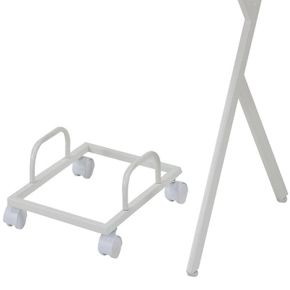 Modern White L-Shaped Workstation with Rolling CPU Stand