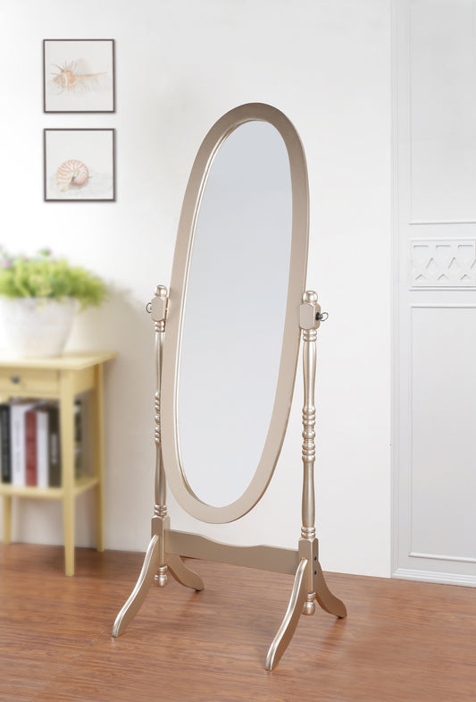 Antique-Inspired Gold-Finished Wood Cheval Mirror in Queen Anna Style