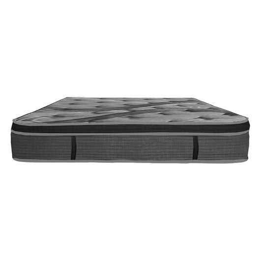 Plush 14-inch Euro Top Queen Mattress with Memory Foam and Pocket Coils, Dark Gray