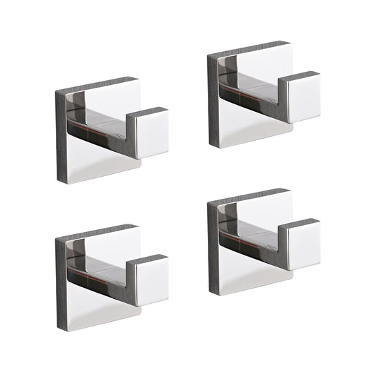 4 Pack Wall-Mounted Stainless Steel Bathroom Towel Hooks/Coat Hooks for Bathroom, Bedroom, Kitchen