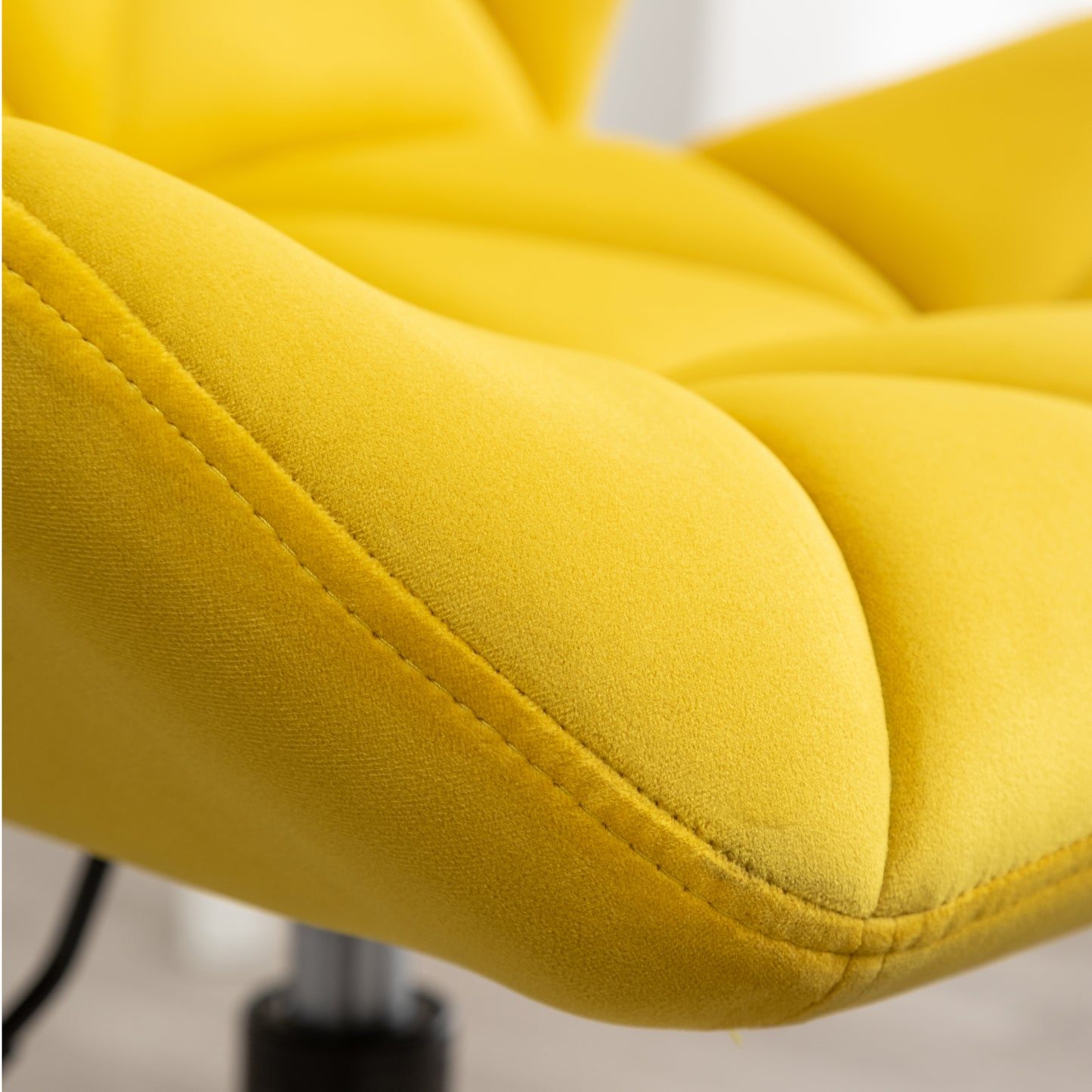 Yellow Velvet Adjustable Swivel Office Chair with Diamond Tufting