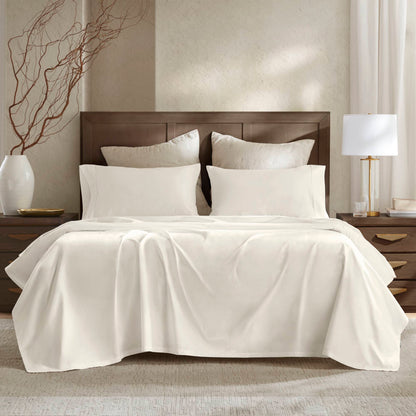 King Size 4-Piece Sateen Sheet Set, 100% Egyptian Cotton, 400TC, Deep Pockets, Pillowcases Ivory