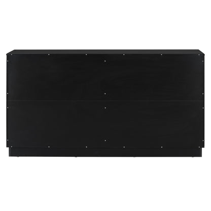 TREXM Sideboard with 4 Doors Large Storage Space Buffet Cabinet with Adjustable Shelves and Silver Handles for Kitchen, Dining Room, Living Room (Black)