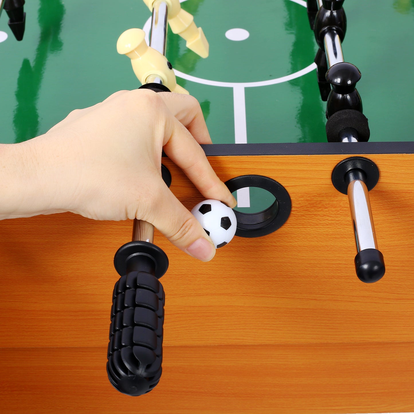5-in-1 Game Table: Billiards, Ping Pong, Foosball, Basketball, Push Hockey; 43x24x32 in MDF+Steel Brown/Red