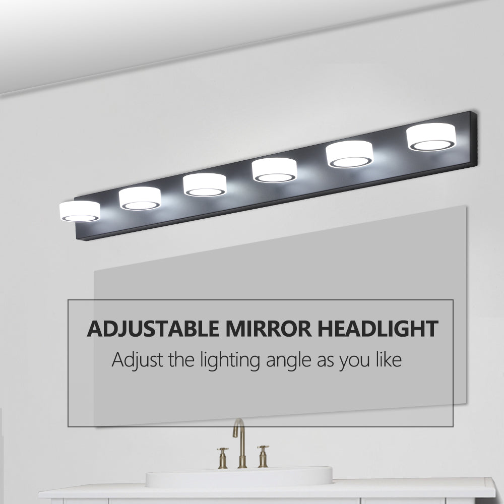 LED 6-Light Vanity Light for Bathroom Over-Mirror Wall Mount Modern Acrylic & Iron 44.9 in L Black