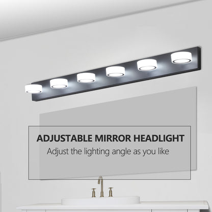 LED 6-Light Vanity Light for Bathroom Over-Mirror Wall Mount Modern Acrylic & Iron 44.9 in L Black
