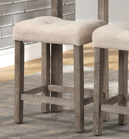 Sora Button Tufted Counter Height Saddle Stool, Set of 2, Taupe