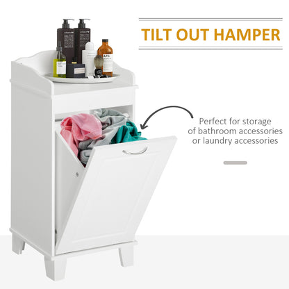 31" Tilt Out Laundry Hamper, Free Standing Home Organizer Hamper, Bathroom Storage Cabinet, White