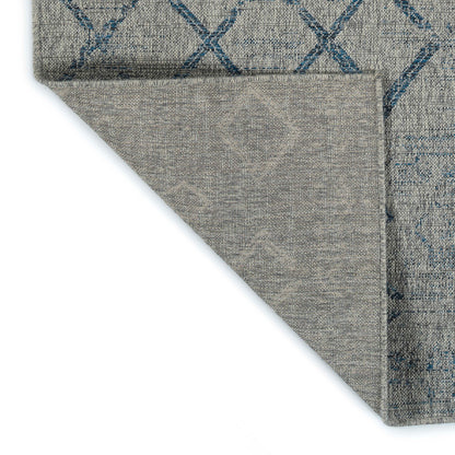 Rectangle Area Rug 5'3" x 7'6", Polypropylene Indoor/Outdoor, High-Low Cut & Loop, Modern Geometric Grey