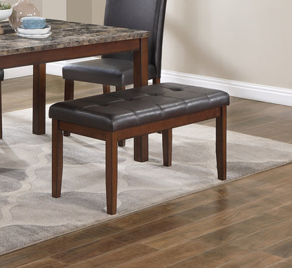 Dining Set With Faux Marble Table Bench 3 Chairs Espresso