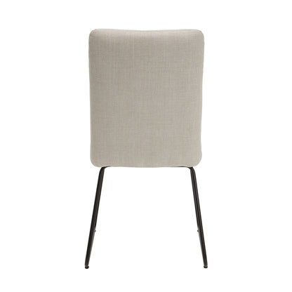 2-Piece Casual Modern Dining Chair Set, Side Chairs, Polyester Fabric, Tubular Metal Legs, Beige