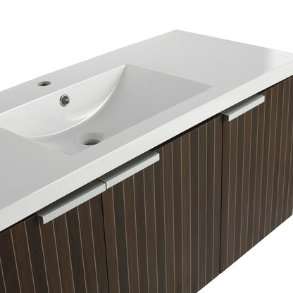 Modern 48-Inch Wall-Mounted Bathroom Vanity with Soft-Close Doors and Resin Sink