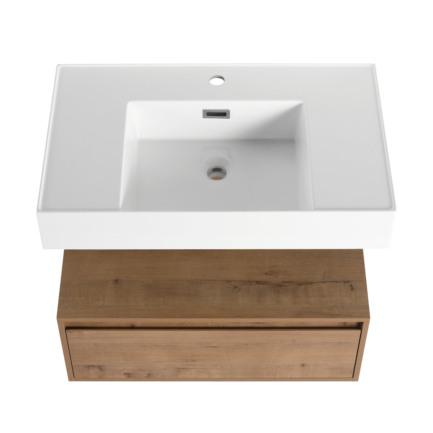 Modern 30-Inch Wall-Mounted Bathroom Vanity with Soft-Close Drawer and Elegant Resin Sink