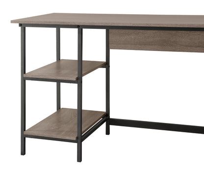 Rustic Gray Office Desk with Metal Accents