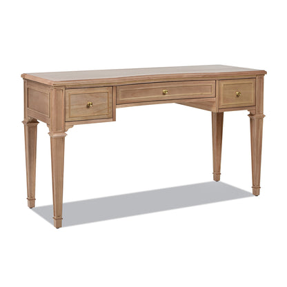 Elegant 55" Solid Wood Executive Desk with 3 Soft-Close Drawers in Natural Brown Finish