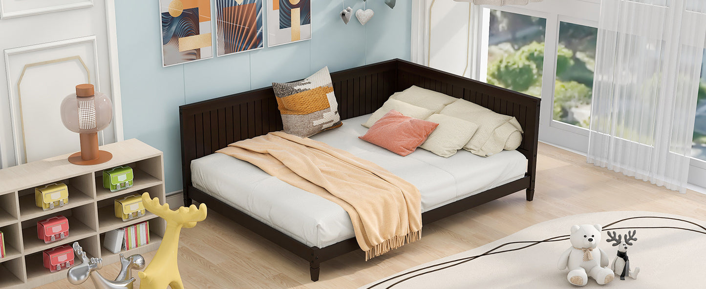 Elegant Espresso Wood Daybed/Sofa Bed with Mid-Century Modern Design