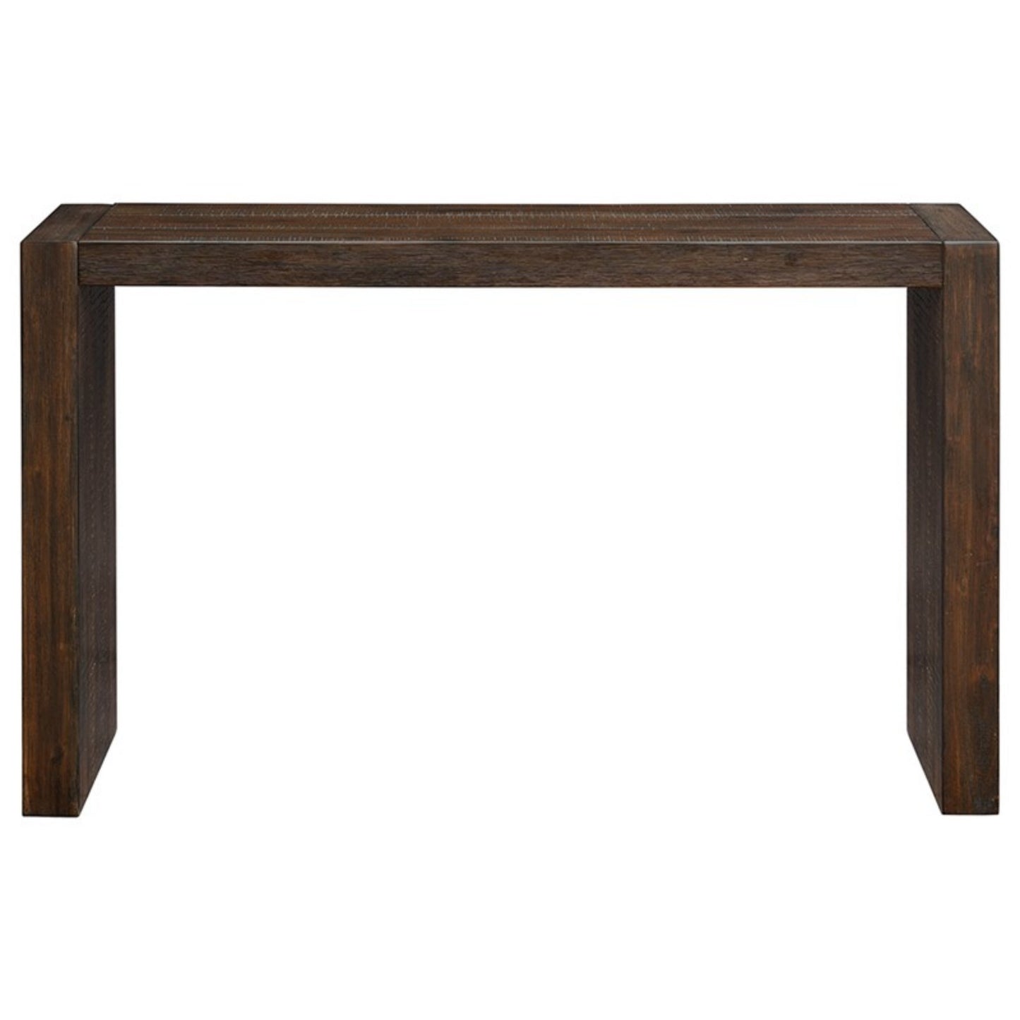 Solid Wood Console Table, Modern Distressed Finish, 64W x 15D x 36H, Entryway or Living Room Use, Brown