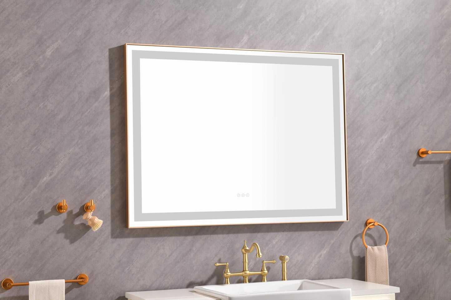 Large 48x36 Illuminated Bathroom Mirror with Dual Control Anti-Fog Feature